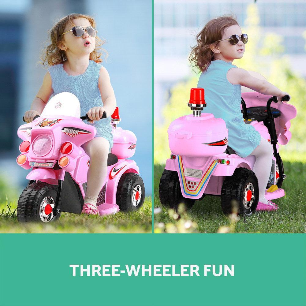 Rigo Kids Electric Ride On Police Motorcycle Motorbike 6V Battery Pink.