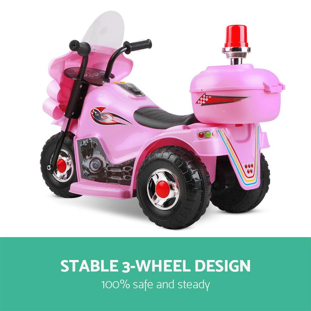 Rigo Kids Electric Ride On Police Motorcycle Motorbike 6V Battery Pink.