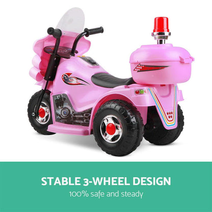 Rigo Kids Electric Ride On Police Motorcycle Motorbike 6V Battery Pink.