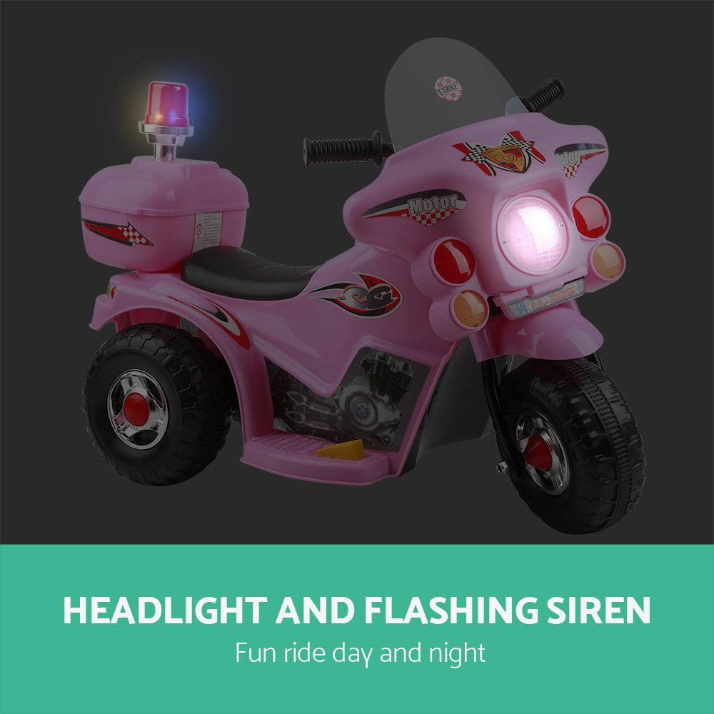 Rigo Kids Electric Ride On Police Motorcycle Motorbike 6V Battery Pink.