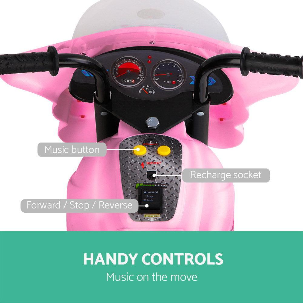 Rigo Kids Electric Ride On Police Motorcycle Motorbike 6V Battery Pink.