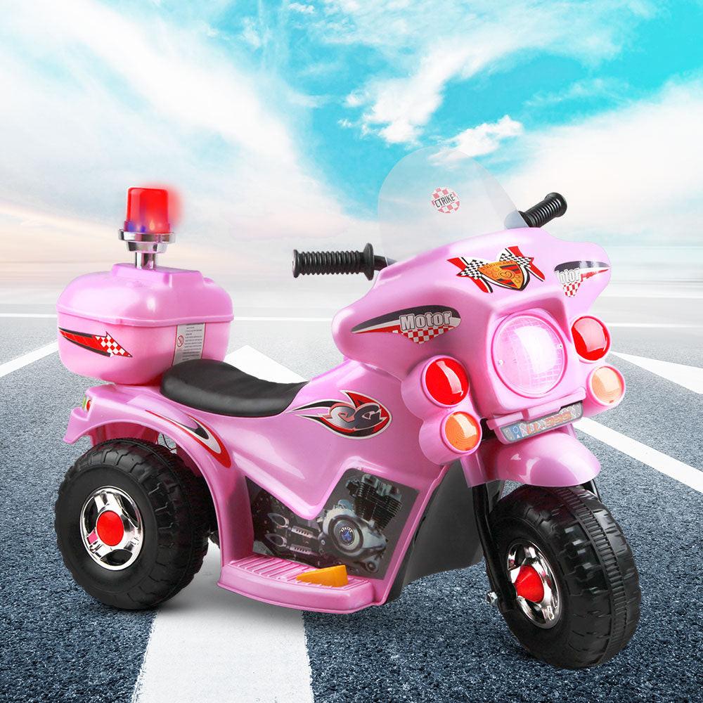 Rigo Kids Electric Ride On Police Motorcycle Motorbike 6V Battery Pink.
