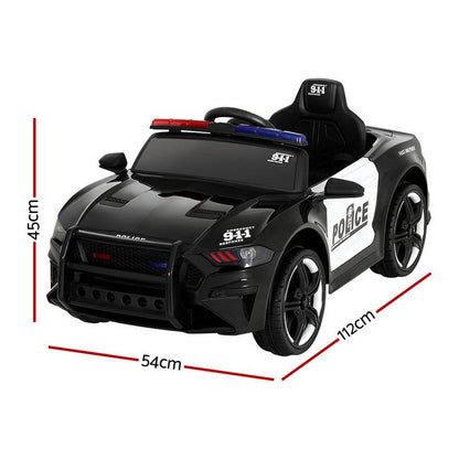 Rigo Kids Ride On Car Electric Patrol Police Cars Battery Powered Toys 12V Black.