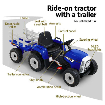 Rigo Kids Electric Ride On Car Tractor Toy Cars 12V Blue.