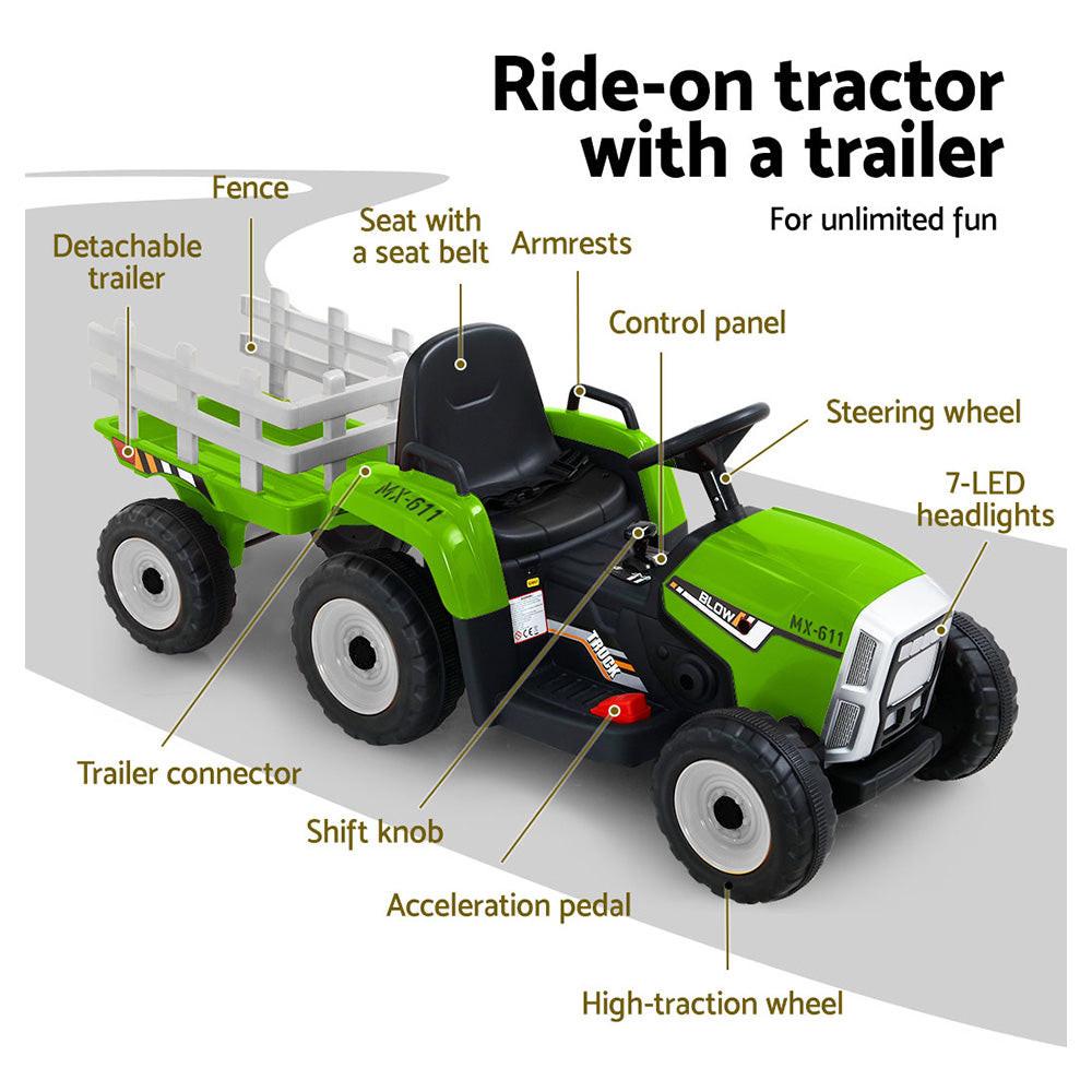 Electric Ride On Car Rigo Kids Ride On Cars Tractor Toy 12V Green.