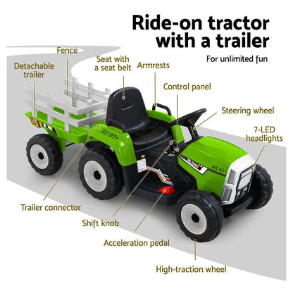 Electric Ride On Car Rigo Kids Ride On Cars Tractor Toy 12V Green.