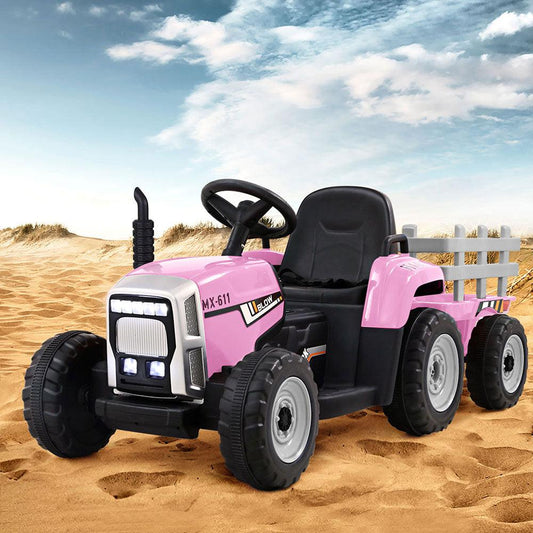 Rigo Kids Electric Ride On Car Tractor Toy Cars 12V Pink.