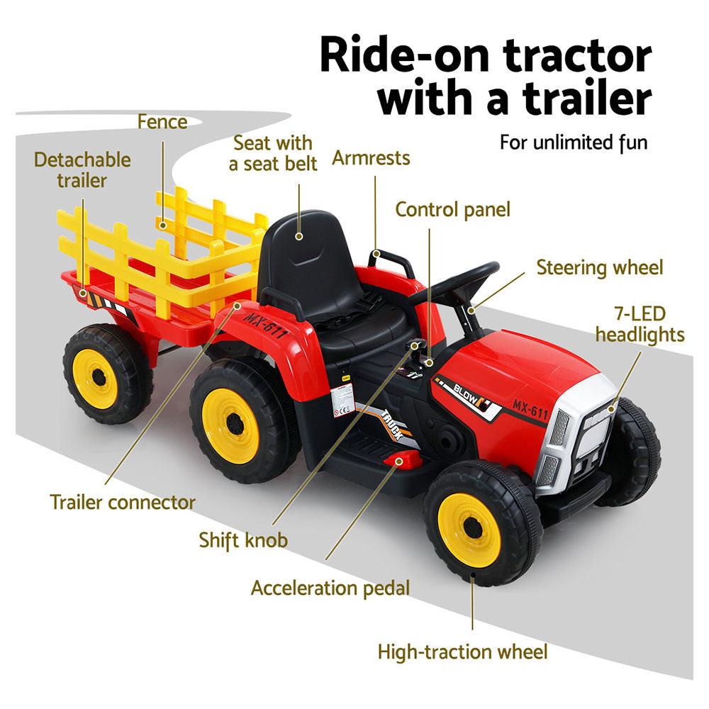 Rigo Kids Electric Ride On Car Tractor Toy Cars 12V Red.
