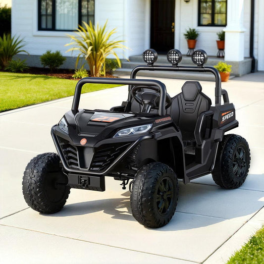 Rigo Kids Ride On Car Electric Toys Cars Headlight Music Remote Control Black.