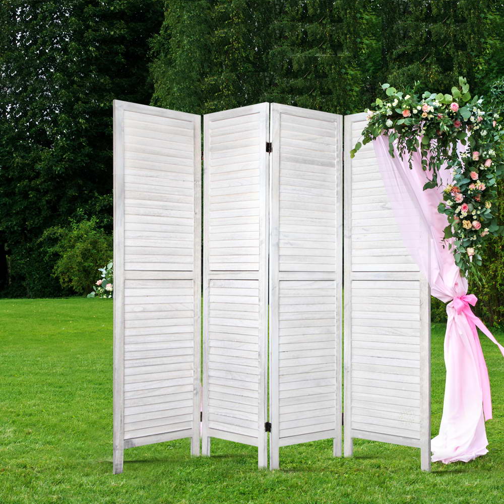 Artiss 4 Panel Room Divider Screen 163x170cm Louver White.