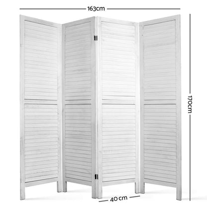 Artiss 4 Panel Room Divider Screen 163x170cm Louver White.