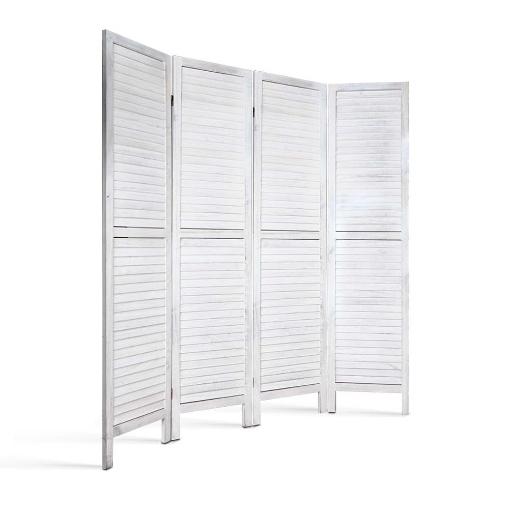 Artiss 4 Panel Room Divider Screen 163x170cm Louver White.