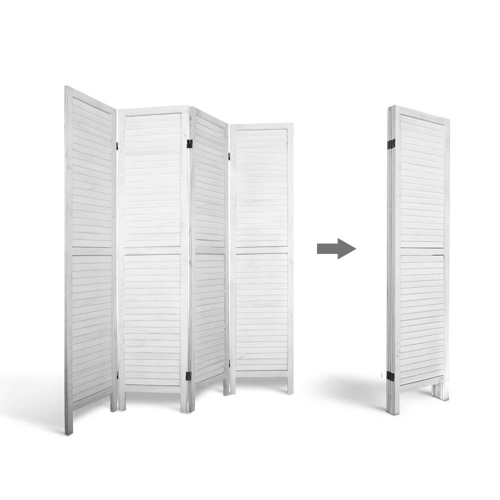 Artiss 4 Panel Room Divider Screen 163x170cm Louver White.