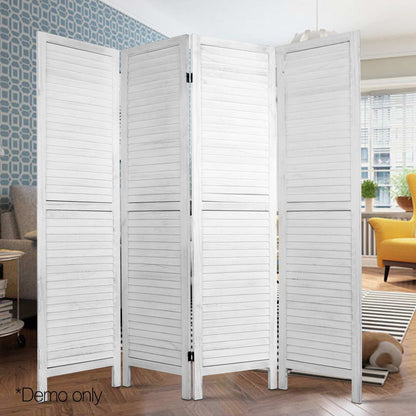 Artiss 4 Panel Room Divider Screen 163x170cm Louver White.