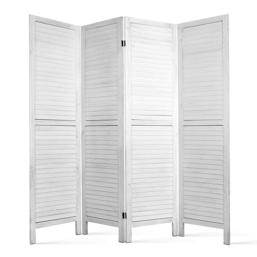 Artiss 4 Panel Room Divider Screen 163x170cm Louver White.