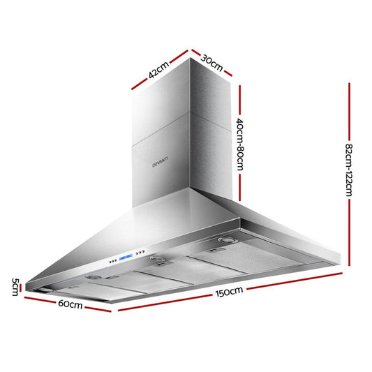 Devanti 1500mm Range Hood 150cm BBQ Commercial Rangehood.