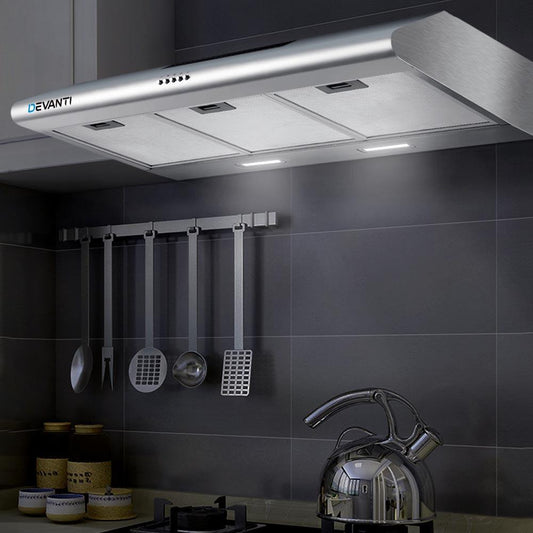Devanti 900mm Range Hood 90cm Rangehood Stainless Steel.