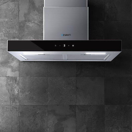 Devanti 600mm Range Hood 60cm Rangehood Glass Stainless Steel.