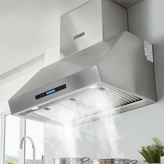 Devanti 900mm Range Hood 3-Speed Fan LED Display Remote Control.
