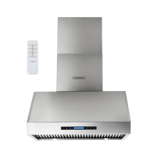 Devanti 900mm Range Hood 3-Speed Fan LED Display Remote Control.