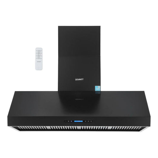 Devanti 1500mm Commercial BBQ Range Hood Dual Motor W/ Remote Control Black.