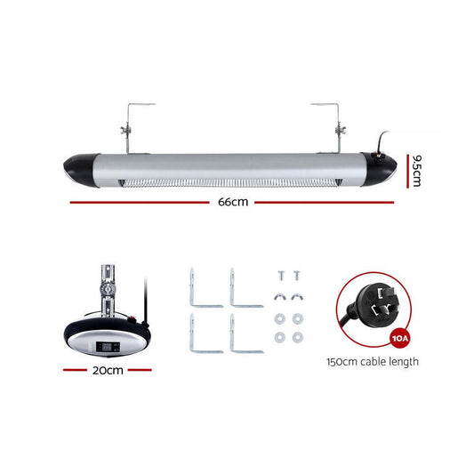 Devanti Electric Strip Heater Radiant Heaters 1500W.