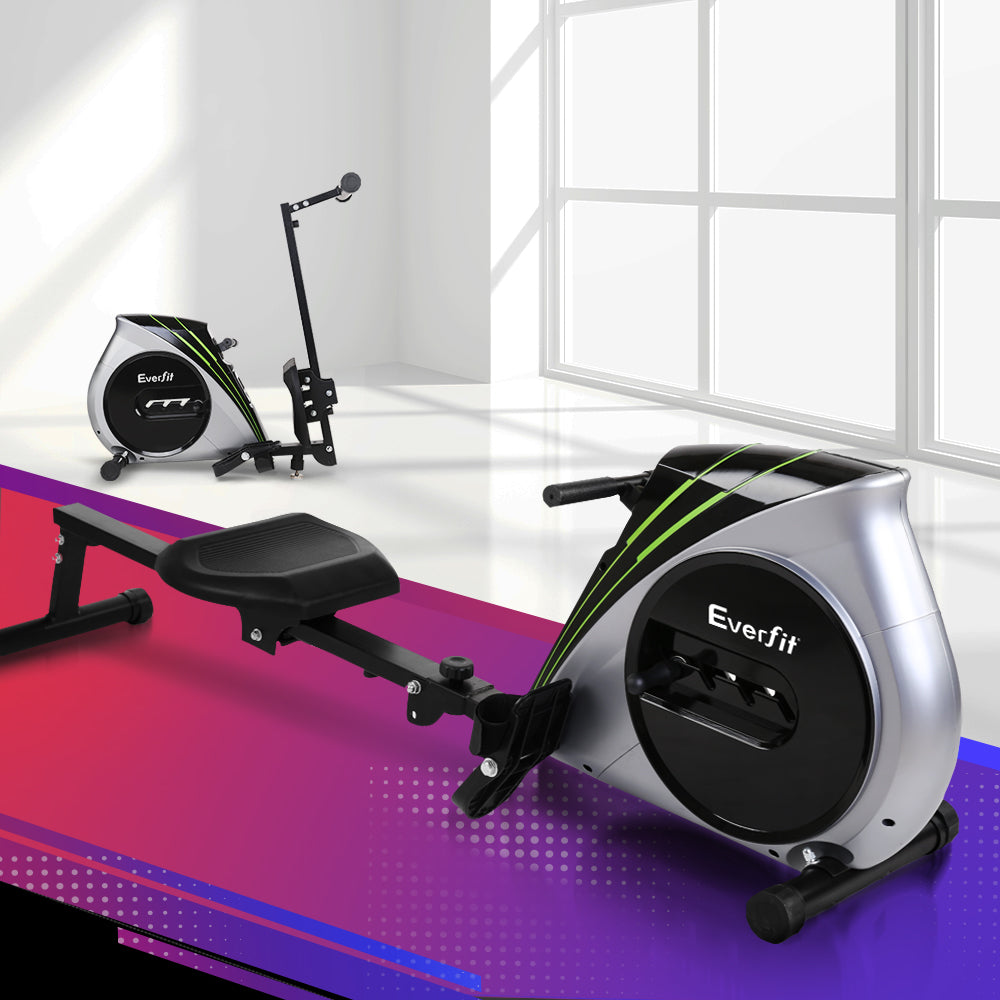 Everfit Rowing Machine Rower Elastic Rope Resistance Fitness Home Cardio Silver.