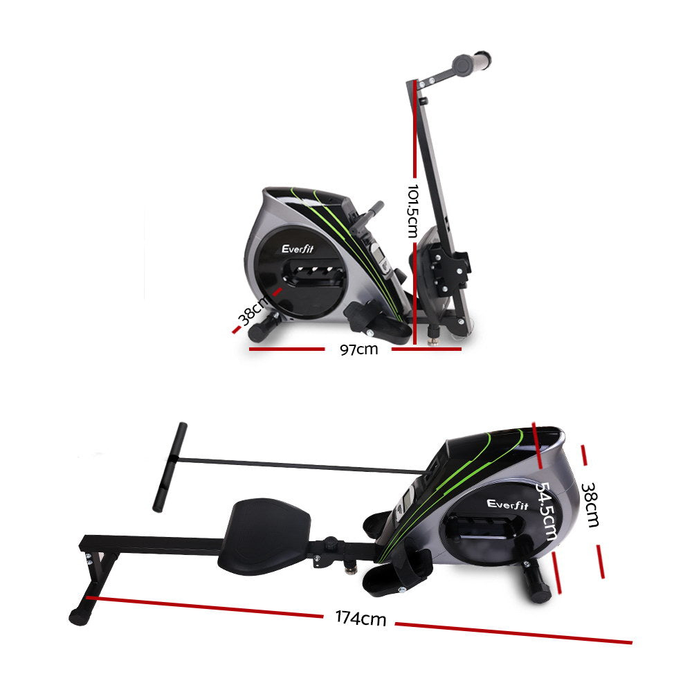 Everfit Rowing Machine Rower Elastic Rope Resistance Fitness Home Cardio Silver.