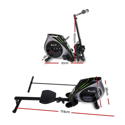 Everfit Rowing Machine Rower Elastic Rope Resistance Fitness Home Cardio Silver.