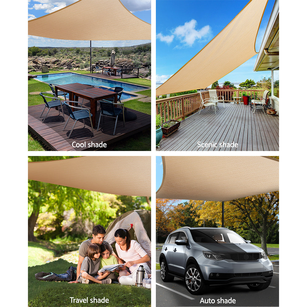 Instahut Waterproof Shade Sail 3x4m Rectangle Sand 95% Shade Cloth.