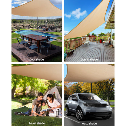 Instahut Waterproof Shade Sail 3x4m Rectangle Sand 95% Shade Cloth.