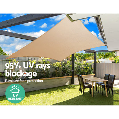 Instahut Waterproof Shade Sail 3x4m Rectangle Sand 95% Shade Cloth.