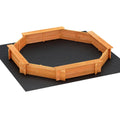 Keezi Kids Sandpit Wooden Round Sand Pit with Cover Bench Seat Beach Toys 182cm.