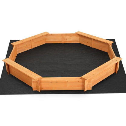 Keezi Kids Sandpit Wooden Round Sand Pit with Cover Bench Seat Beach Toys 182cm.