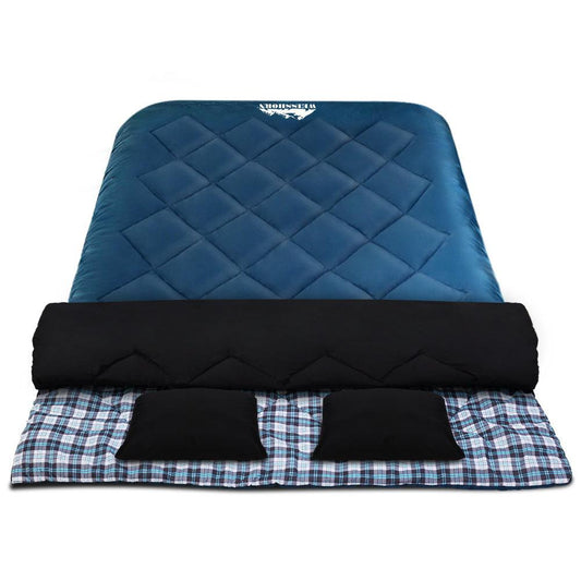 Weisshorn Sleeping Bag Double Pillow Thermal Camping Hiking Tent Blue -10&deg;C.