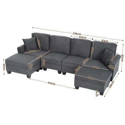 Artiss Modular Sectional U Shaped Storage Sofa Couches for Living Room Grey