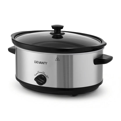 Devanti 6.5L Slow Cooker Electric Multi Cooker with 3 Heat Settings and Keep Warm Function.