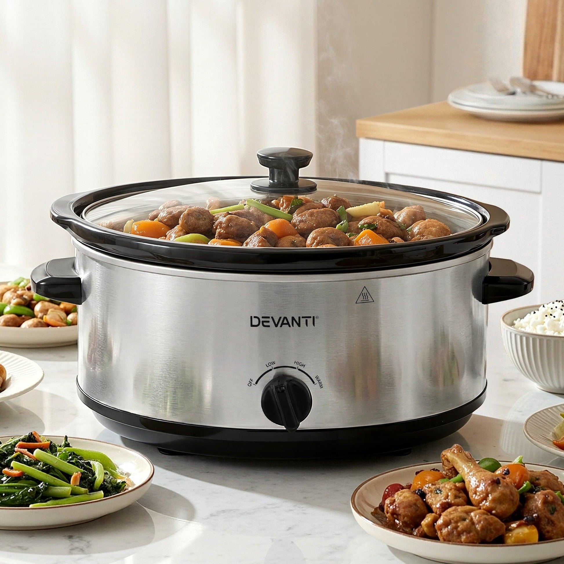 Devanti 6.5L Slow Cooker Electric Multi Cooker with 3 Heat Settings and Keep Warm Function.