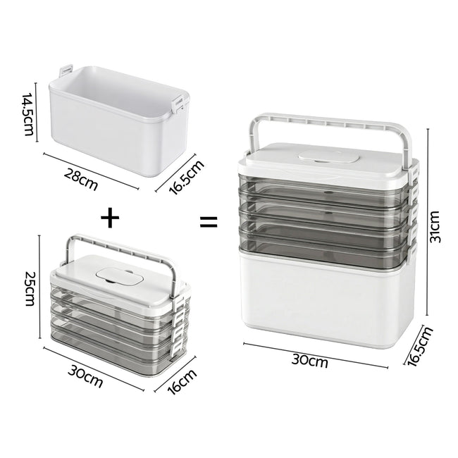Artiss 5 Tier Portable Storage Box Detachable with Handles Plastic Clear Main Image
