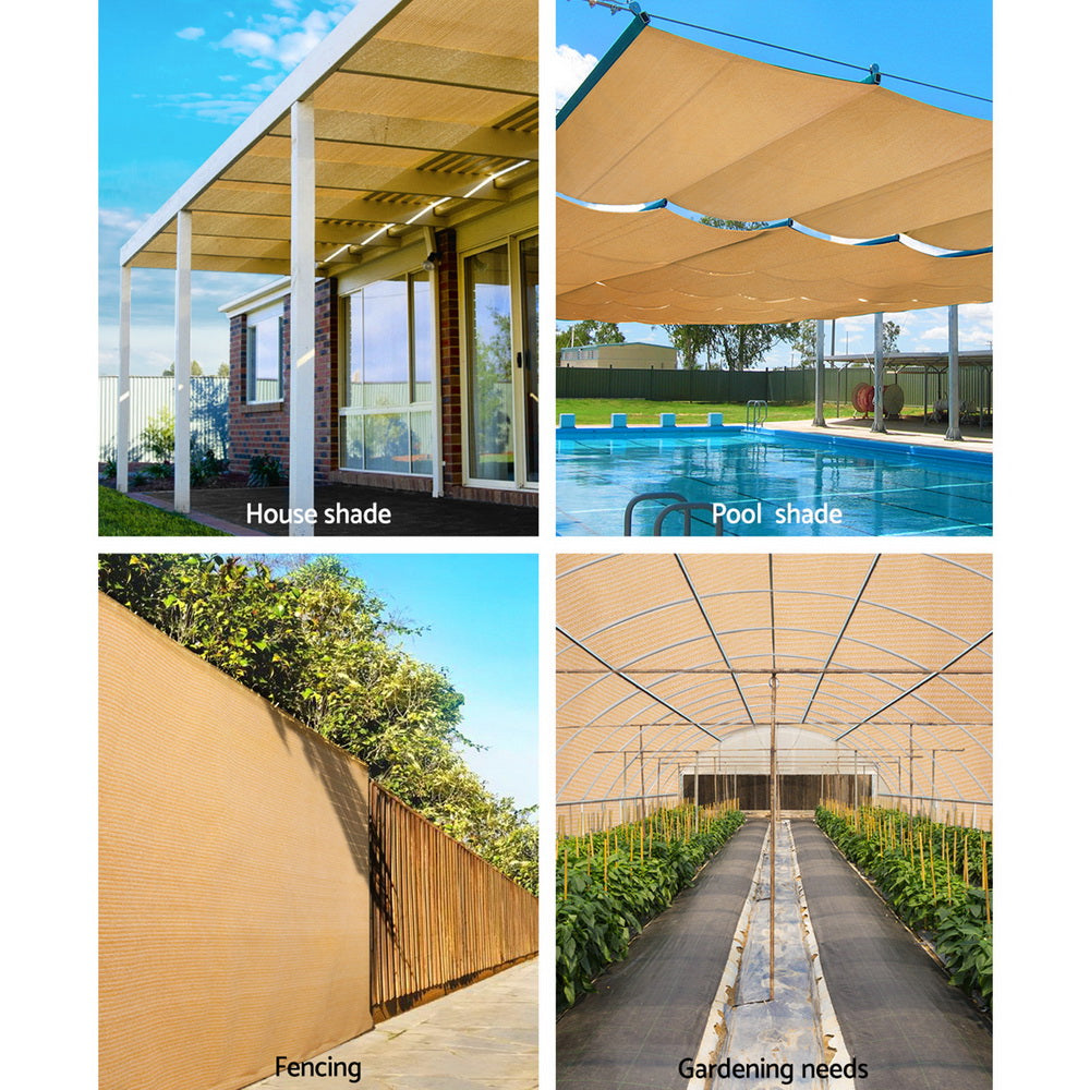 Instahut 70% Shade Cloth 3.66x10m Shadecloth Sail Heavy Duty Beige.