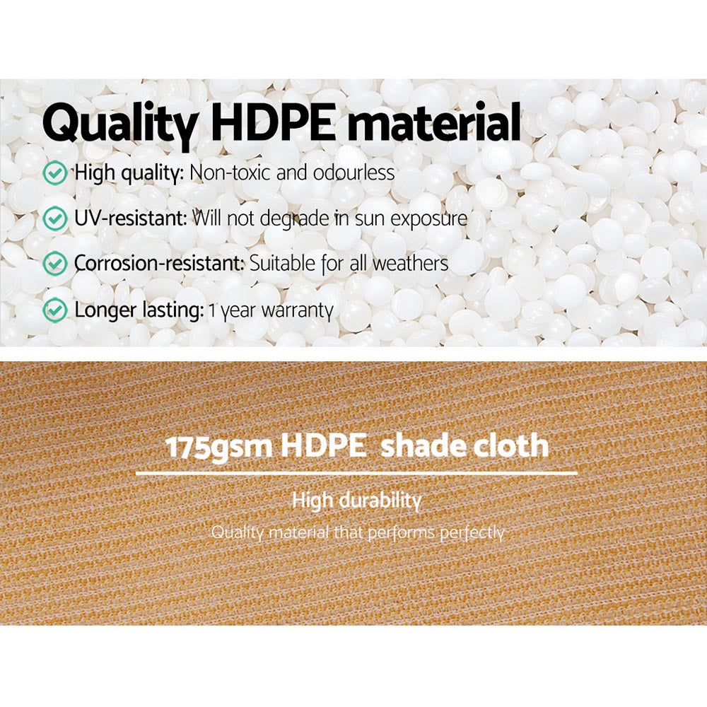 Instahut 70% Shade Cloth 3.66x10m Shadecloth Sail Heavy Duty Beige.