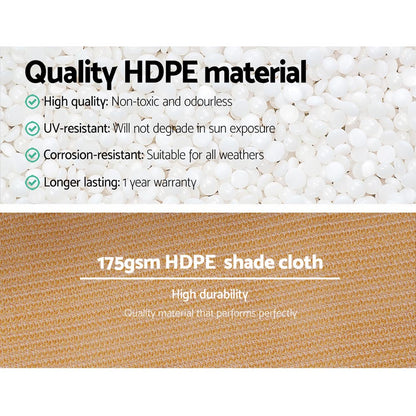 Instahut 70% Shade Cloth 3.66x10m Shadecloth Sail Heavy Duty Beige.
