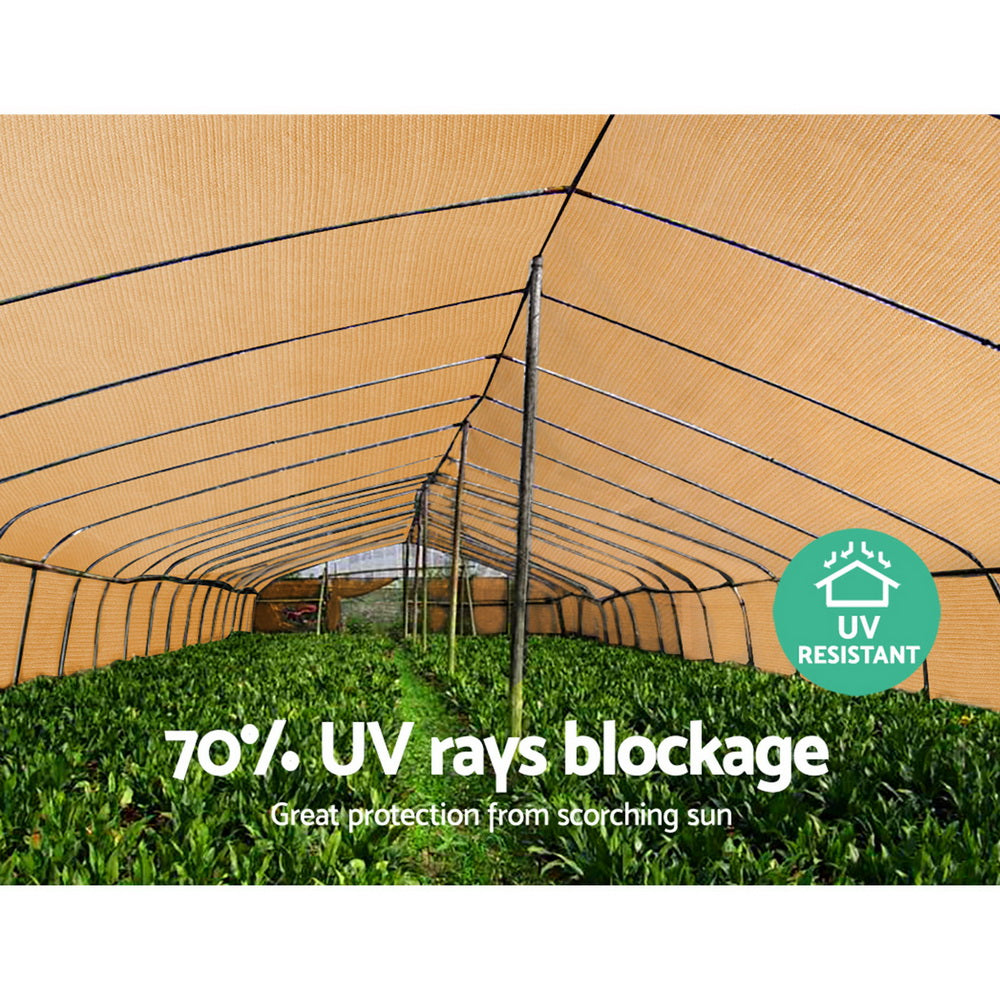Instahut 70% Shade Cloth 3.66x10m Shadecloth Sail Heavy Duty Beige.