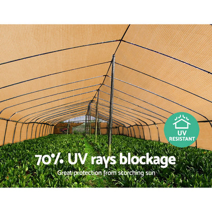 Instahut 70% Shade Cloth 3.66x10m Shadecloth Sail Heavy Duty Beige.