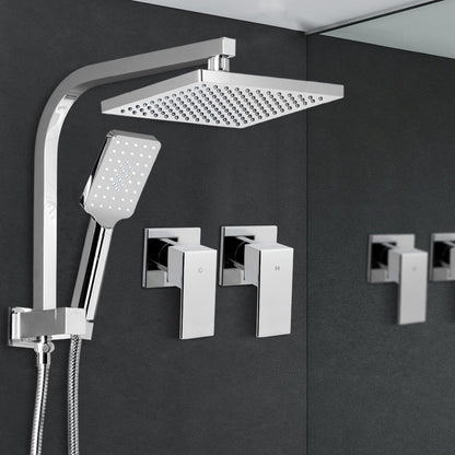 Cefito 8'' Rain Shower Head Set Handheld Square High Pressure wins Tap�Chrome