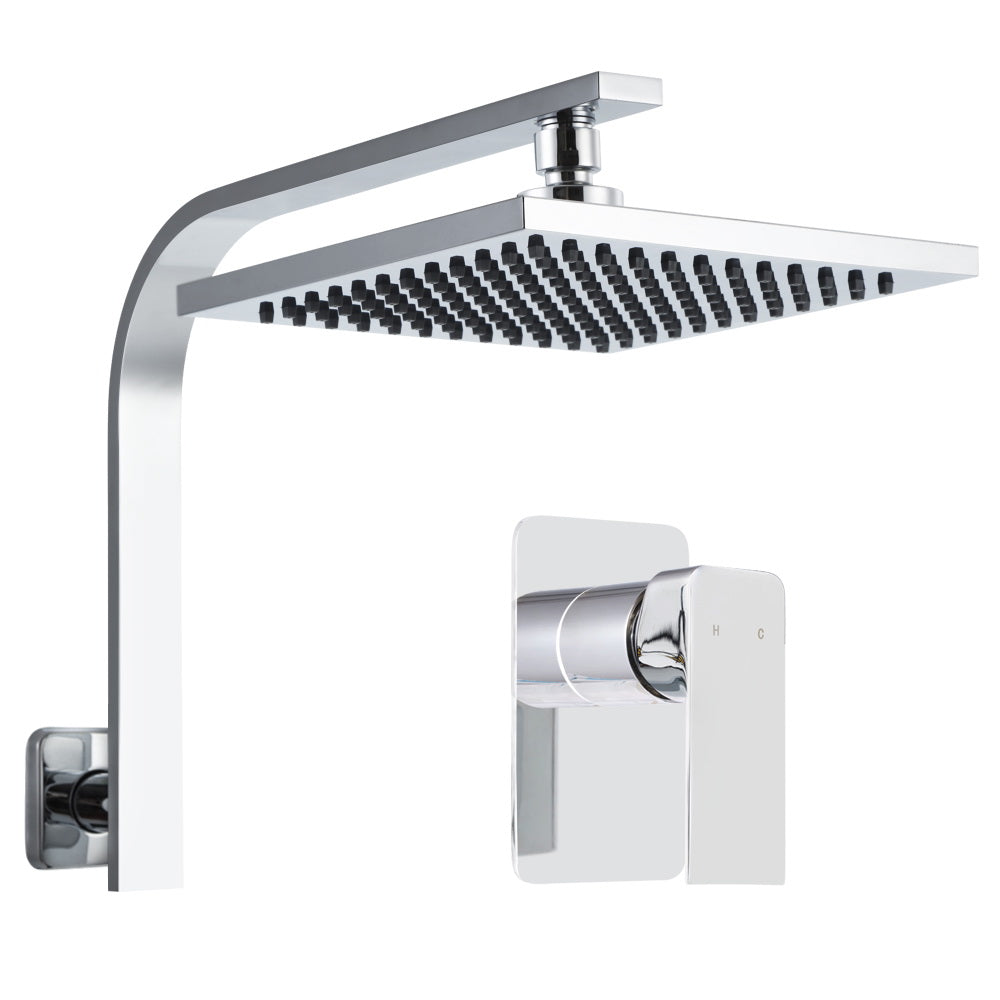 Cefito 8'' Rain Shower Head Wall Arm Square High Pressure Twins Tap Chrome