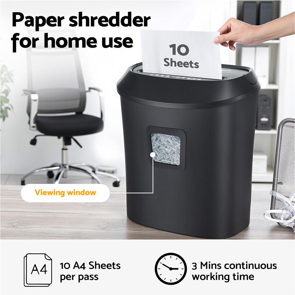 Devanti Electric Paper Shredder for Home Office 10 A4 Paper Sheet Cross-Cut Paper.