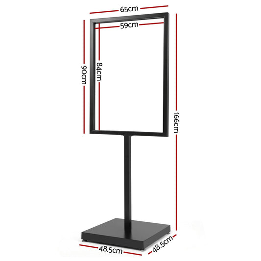 A1 Frame Pedestal Sign Holder Poster Stand Display Board Double Sided 60x90cm.