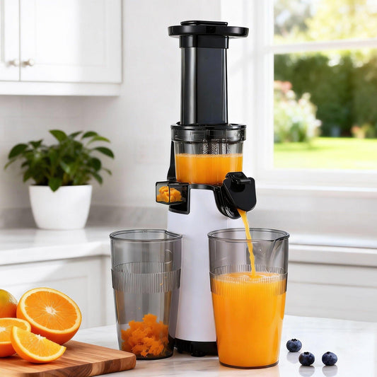 Devanti Slow Juicer Cold Press Fruit Juice Extractor 130W White.