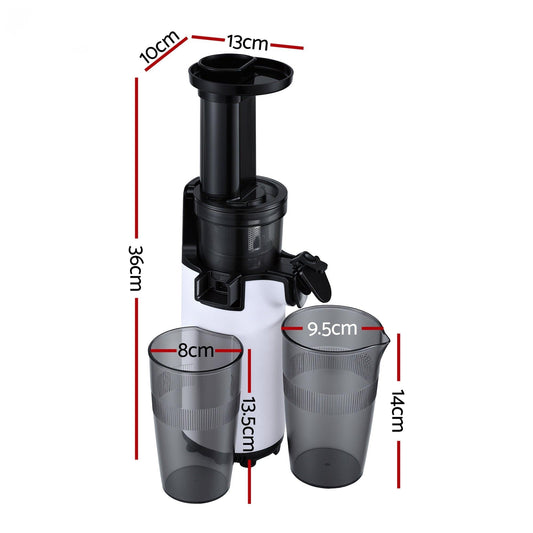 Devanti Slow Juicer Cold Press Fruit Juice Extractor 130W White.